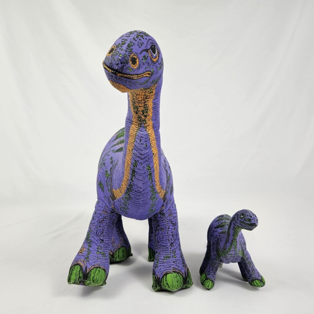 Vintage Dinosaur Plateosaurus Plush Toy Pair 1992 Determined Applause 26"